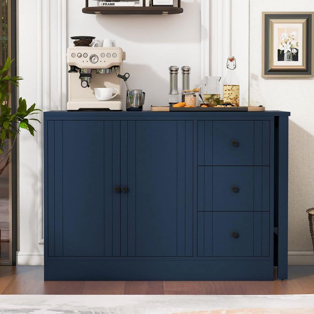 Noble House Montrelle Modern Navy Blue MDF Wooden Accent Storage
