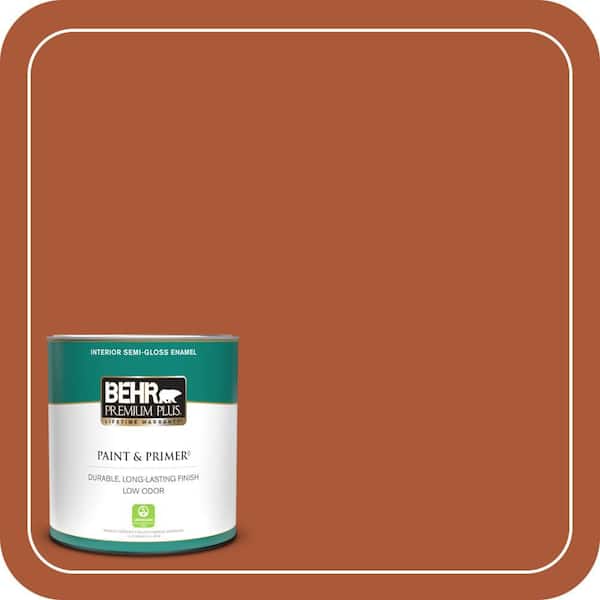 BEHR PREMIUM PLUS 1 qt. #S-H-220 Summer Heat Semi-Gloss Enamel Low Odor Interior Paint & Primer