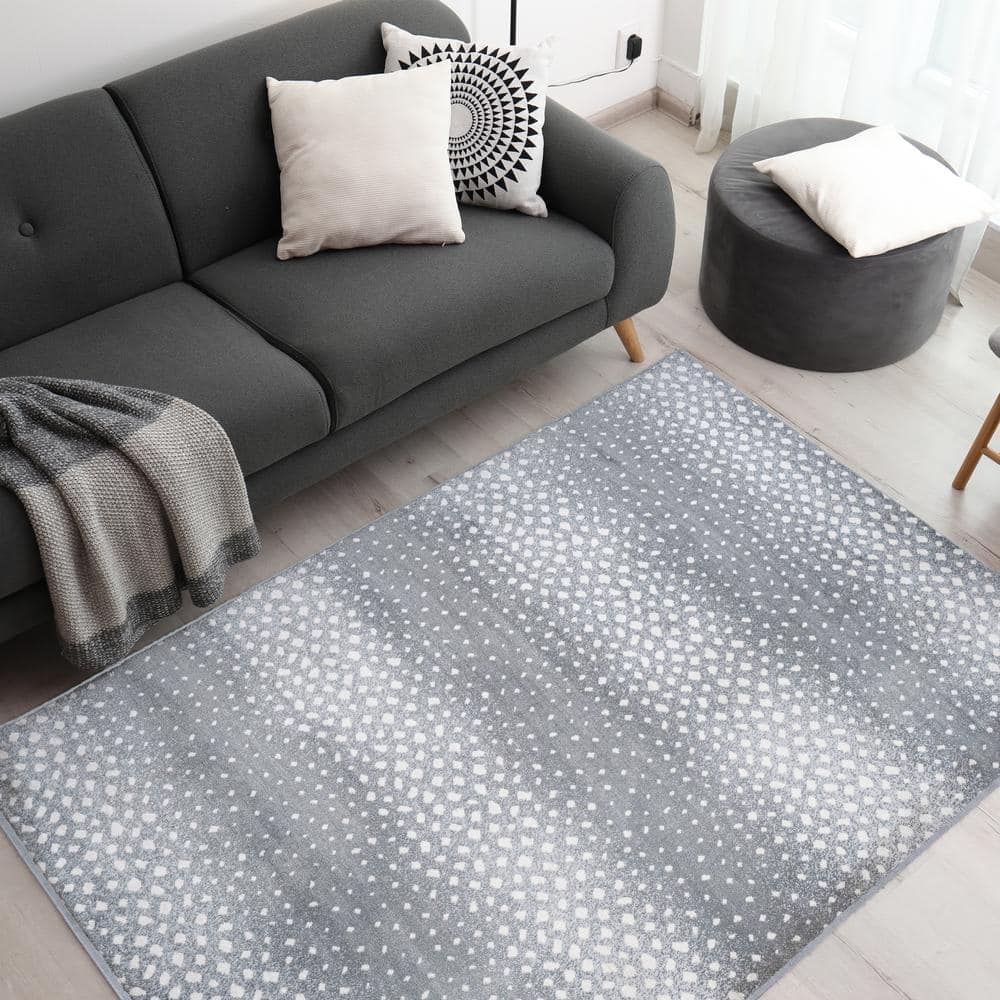 Modern Abstract Antelope 8' x 10' Gray Synthetic Area Rug