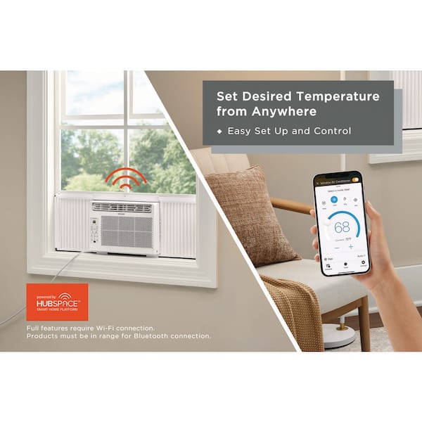 12,000 BTU 115-Volt Window Air Conditioner Cools 550 sq. ft. with Dehumidifier in White, Powered by Hubspace