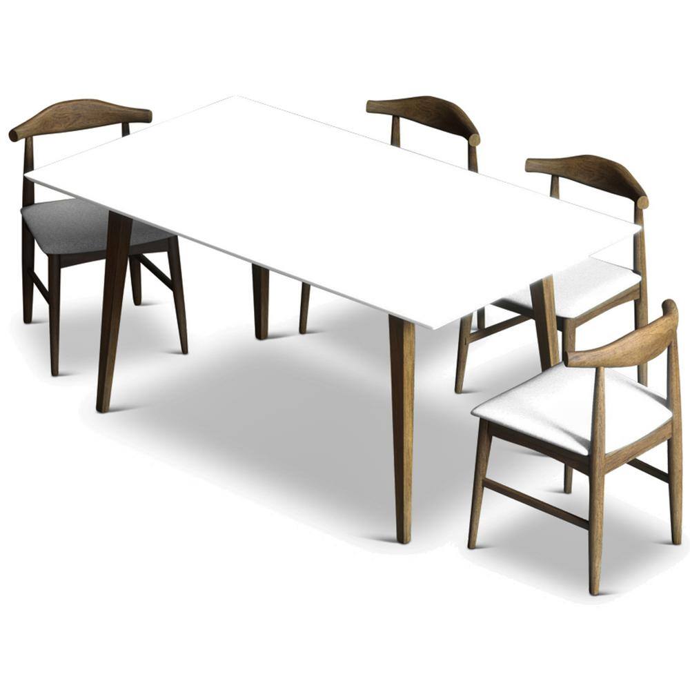 Ashcroft Furniture Co Adora 5Piece Rectangular White Top Dining Set