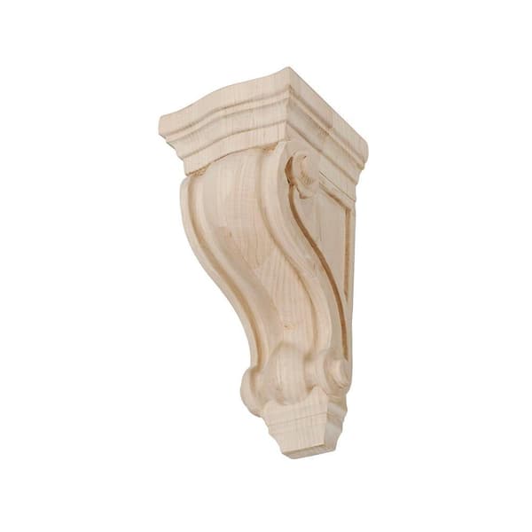 American Pro Decor 7-1/8 in. x 3-5/8 in. x 3-5/8 in. Unfinished Small North American Solid Hard Maple Classic Traditional Plain Wood Corbel