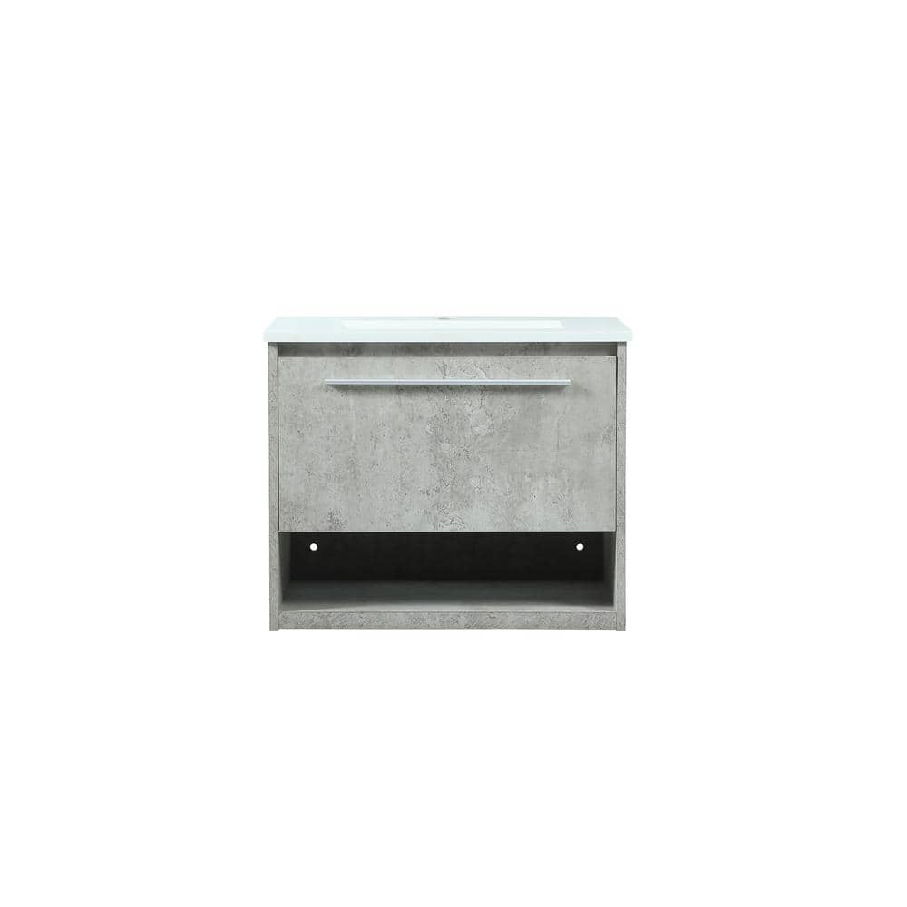 Simply Living 24 in. Single Bathroom Vanity in concrete Grey with Quartz Va