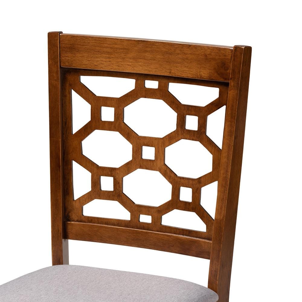 Peter Walnut Brown and Gray Wood Cane Side Chair Set