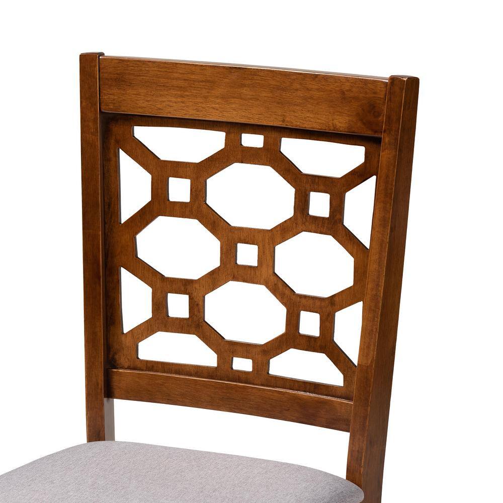 Peter Walnut Brown and Gray Wood Cane Side Chair Set