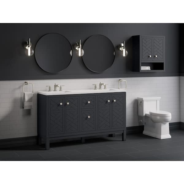 KOHLER Beauxline 60.31in. Double Sink Freestanding Slate Grey Bath Vanity with White Quartz Top Assembled