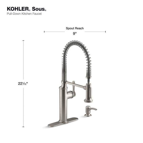 KOHLER Sous Pro-Style Single-Handle Pull-Down Sprayer Kitchen Faucet in Vibrant Stainless KOHLER Sous Pro-Style Single-Handle Pull-Down Sprayer Kitchen Faucet in Vibrant Stainless