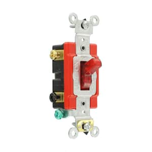 20 Amp Industrial Grade Heavy Duty Double-Pole Pilot Light Toggle Switch, Red