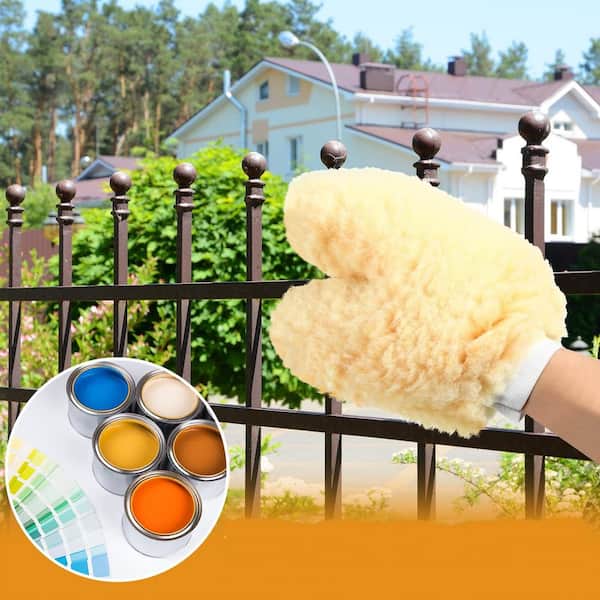 Dyiom 7 in. X9 in. Painters Tool Dusting Gloves Deck Stain Applicator for Painting Cleaning Dusting, Beige