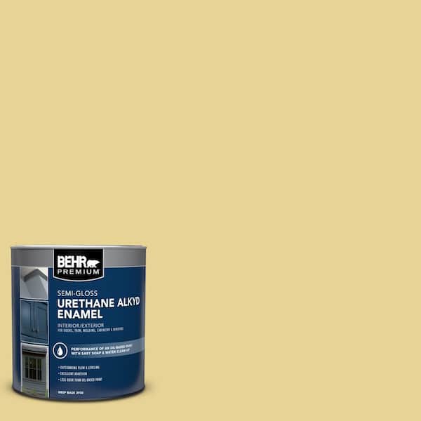 BEHR PREMIUM 1 qt. #390D-4 Honey Beige Semi-Gloss Enamel Urethane Alkyd Interior/Exterior Paint