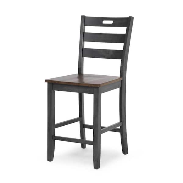 Furniture of America Calliger Live Edge Oak and Antique Gray Counter Height Side Dining Chair (Set of 2)