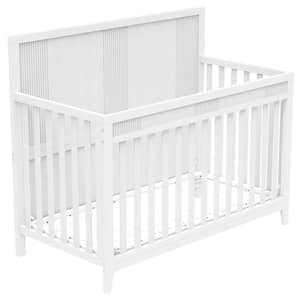 53.8 in. W x 27 in. D x 45.1 in. H White Linen Cabinet with Baby Crib and Adjustable Mattress Height for Nursery