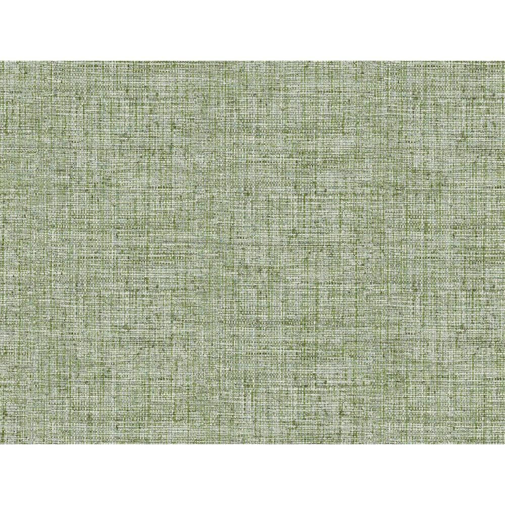Green Grasscloth Textured Pre-Pasted Wallpaper