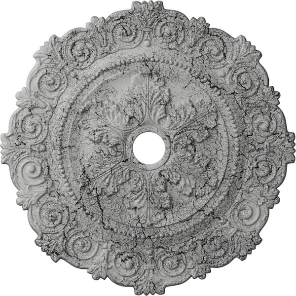 Ekena Millwork 1 in. x 33-1/4 in. x 33-1/4 in. Polyurethane Scroll Moulding, Ultra Pure White Crackle