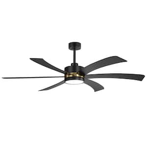 Anselm 65 in. Integrated LED Indoor Black and Gold Ceiling Fan with LED Light and Remote Control Included