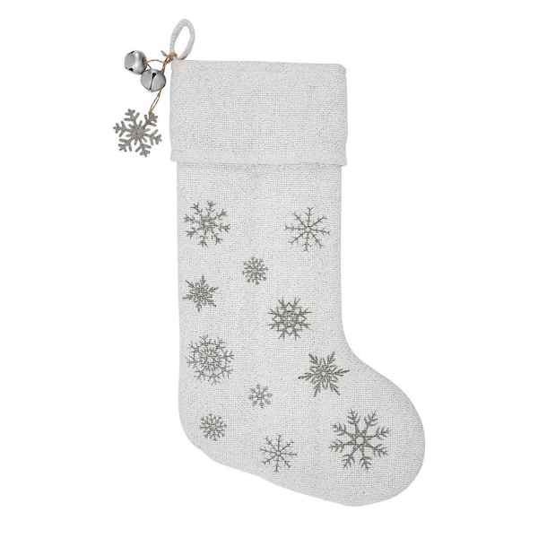 Northlight 20 Glittered Snowflake Christmas Stocking with White