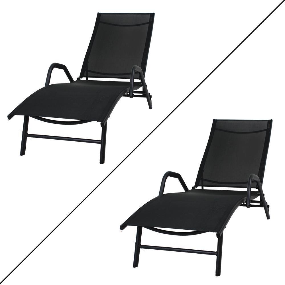 Black Metal Outdoor Chaise Lounge (1 Piece)
