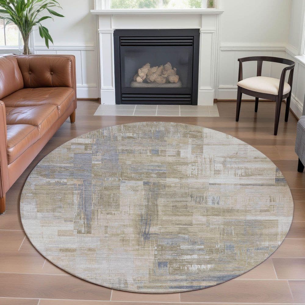 Mayfield Premium Machine Washable Abstract AMF1338 Ivory 8 ft. x 8 ft. Round Rug price history on PriceWatchPro