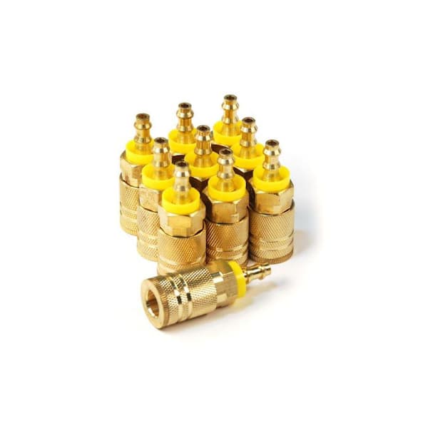 Primefit 1/4 in. x 1/4 in. Push on Barb 6-Ball Industrial Brass Coupler Bulk Bagged (10-Pack)