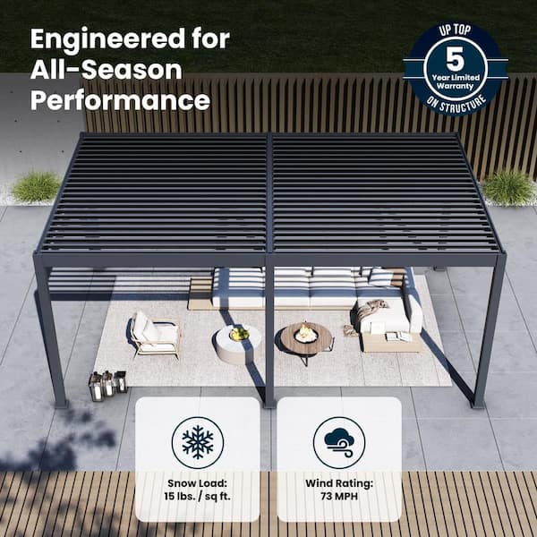 Paragon Outdoor Grand Tuscan 12 ft. x 20 ft. Slate Gray Aluminum