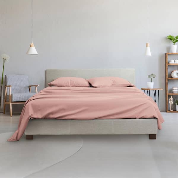Unbranded 4-Piece Pink Polkadot Patterned Microfiber Twin XL Sheet Set
