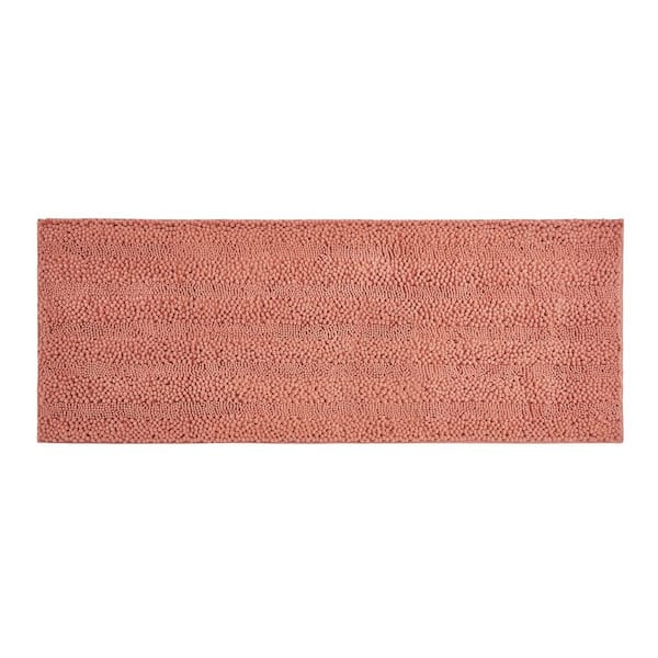 Laura Ashley Astor With TPR Backing 24 in. x 60 in. Coral Solid Color Polyester Rectangle Bath Mat