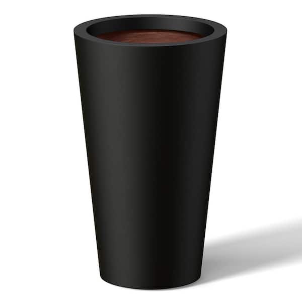 8 in. Medium Charcoal Black (Premium Inner) Concrete Round Planter / Pot with Drainage Holes