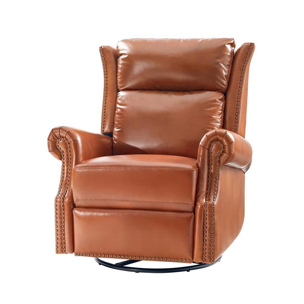 JAYDEN CREATION Lavinia Saddle Genuine Leather Manual Swivel Glider ...