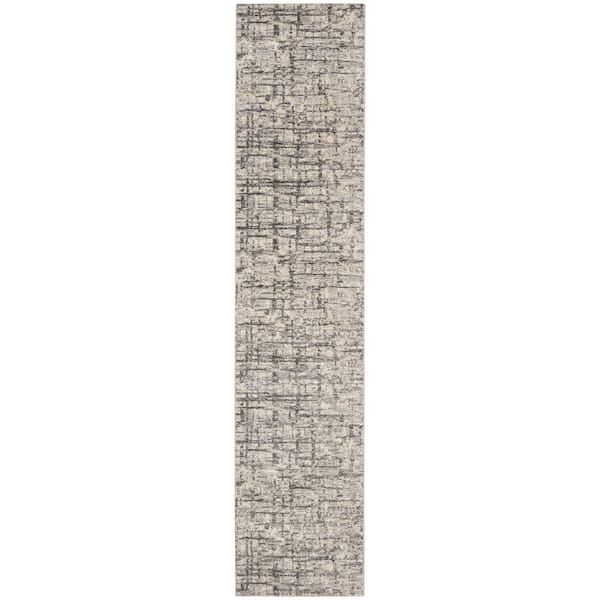 CALVIN KLEIN Rush Ivory/Grey 2 ft. x 10 ft. Abstract Contemporary Runner Area Rug
