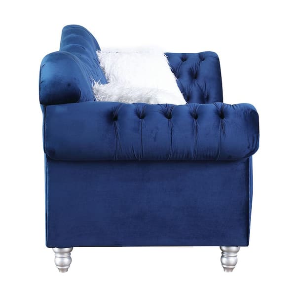 Utopia 4niture Mitz 29.53 in. Blue Velvet Loveseat Sofa with 2-Pillows (2  Seat) HAW588S00023 - The Home Depot