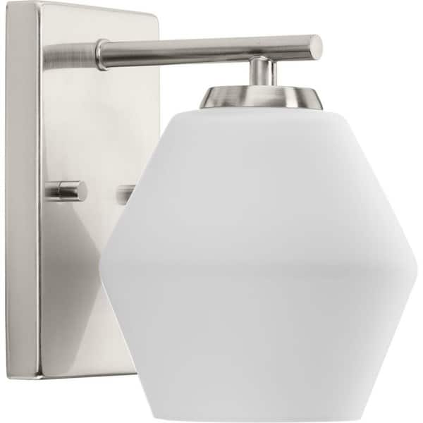 Progress Lighting Copeland Collection 6 in. 1-Light Brushed Nickel Vanity Light with Etched Opal Glass Shade