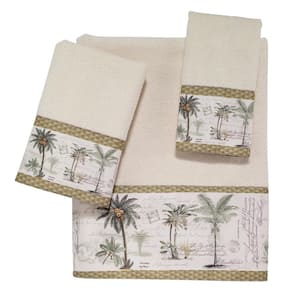 3-Piece Ivory Colony Palm Cotton Towel Set