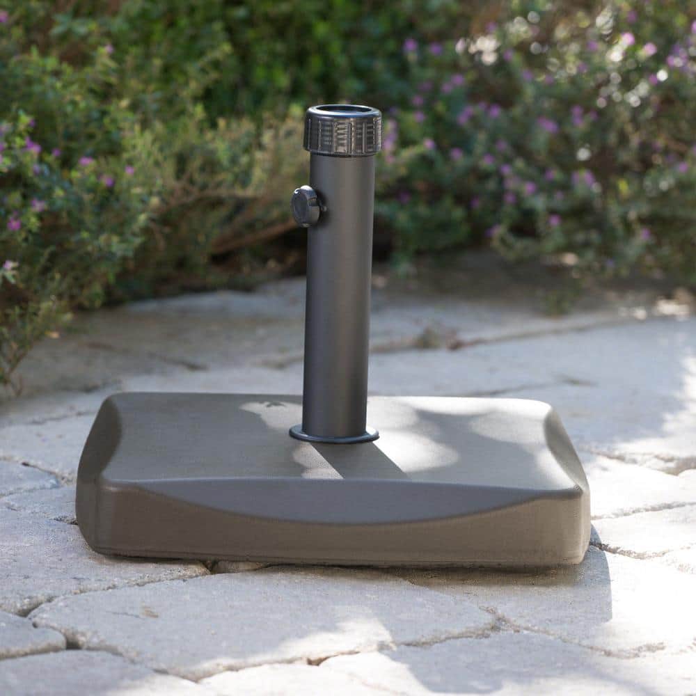 Brown Concrete and Iron Square Umbrella Base, 62 lb