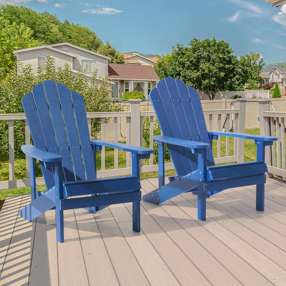 Sonkuki Weather Resistant Navy Blue Plastic Adirondack Chair (Set of 2