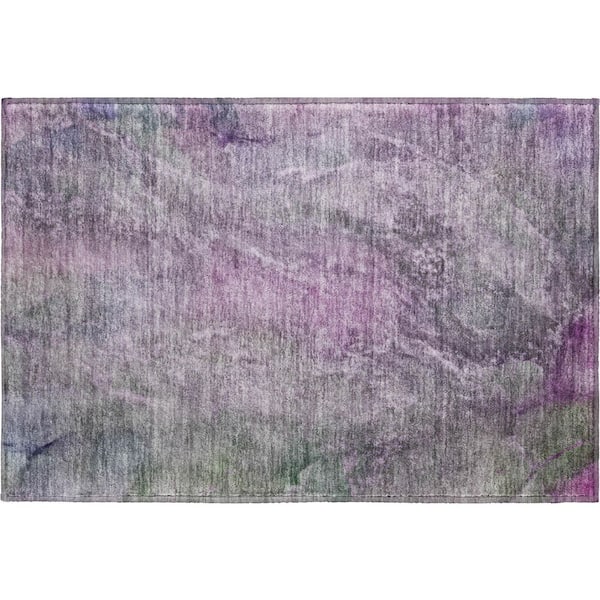 Mayfield Premium Machine Washable Abstract AMF2307 Plum 2 ft. x 3 ft. Accent Rug