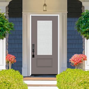 Legacy 36 in. x 80 in. 3/4 Lite Rain Glass RHIS Primed Kindling Finish Fiberglass Prehung Front Door