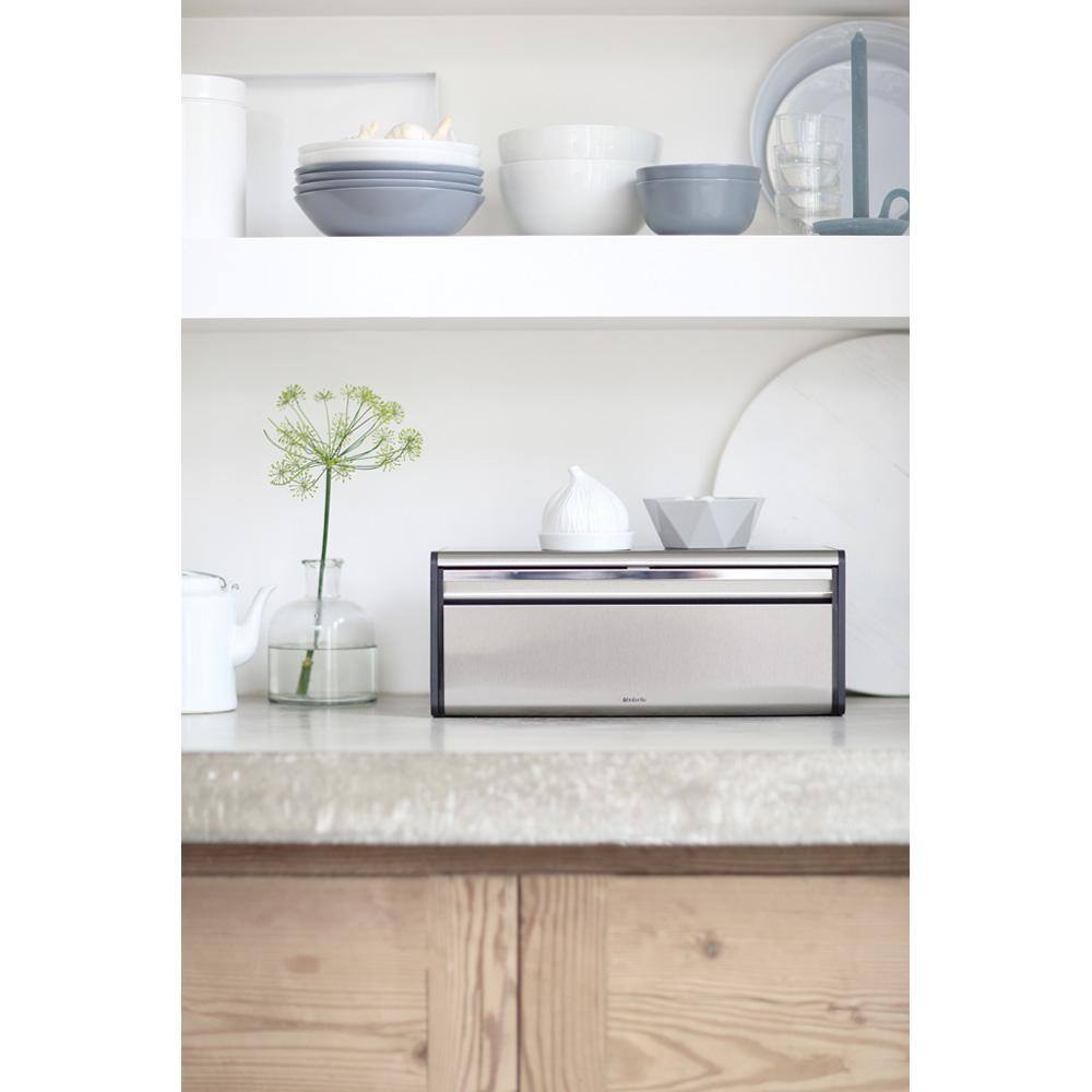 Brilliant Steel Bread Box with Black Accents