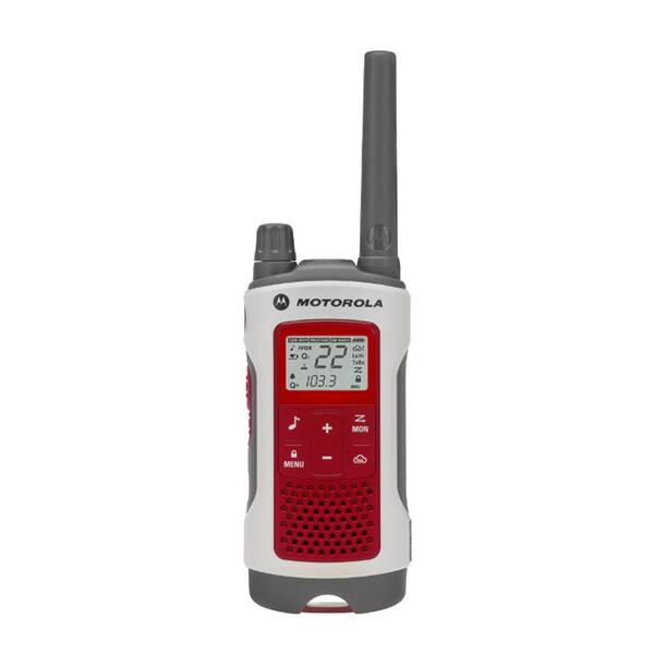 MOTOROLA Talkabout T480 Rechargeable Emergency Preparedness 2-Way Radio with Stand in Red/White