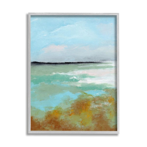 The Stupell Home Decor Collection Abstract Ocean Moss Scenery Design by Nikita Jariwala Framed Nature Art Print 30 in. x 24 in.