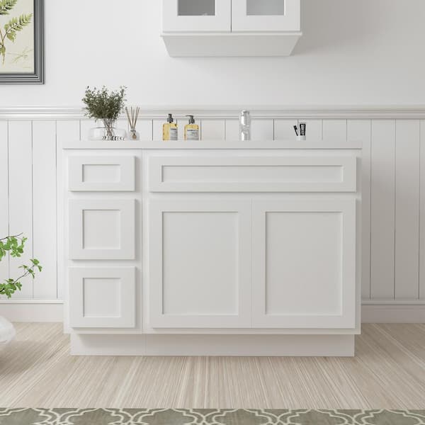 Vanity Art 51 in. W x 21 in. D x 32.5 in. H Bath Vanity Cabinet without Top in White