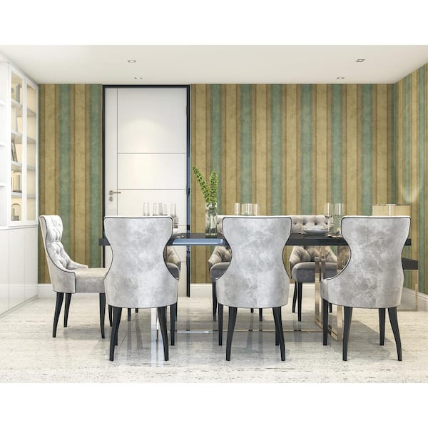 Marbled Stripe Green and Brown Paper Non-Pasted Strippable Wallpaper Roll (Cover 56.05 sq. ft.)