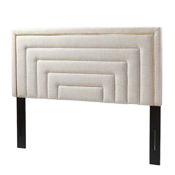 JAYDEN CREATION Egmont 64 in. W White Upholstered Tufted Height Adjustable Headboard