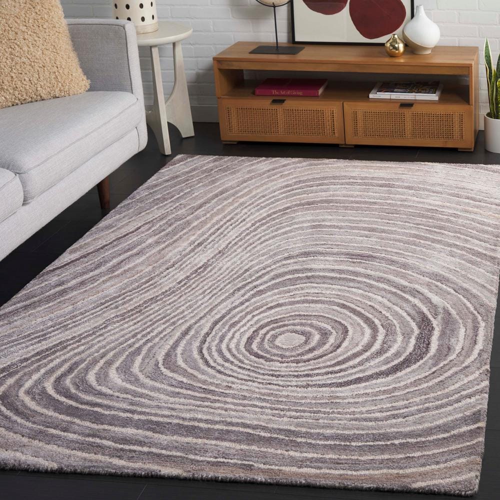 Gray and Ivory Hand-Tufted Abstract Rectangular Area Rug