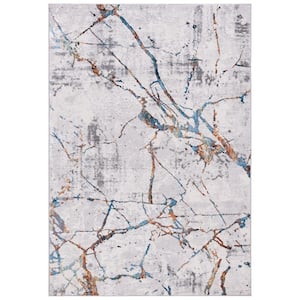 Amelia Gray/Blue Gold 10 ft. x 14 ft. Abstract Distressed Area Rug