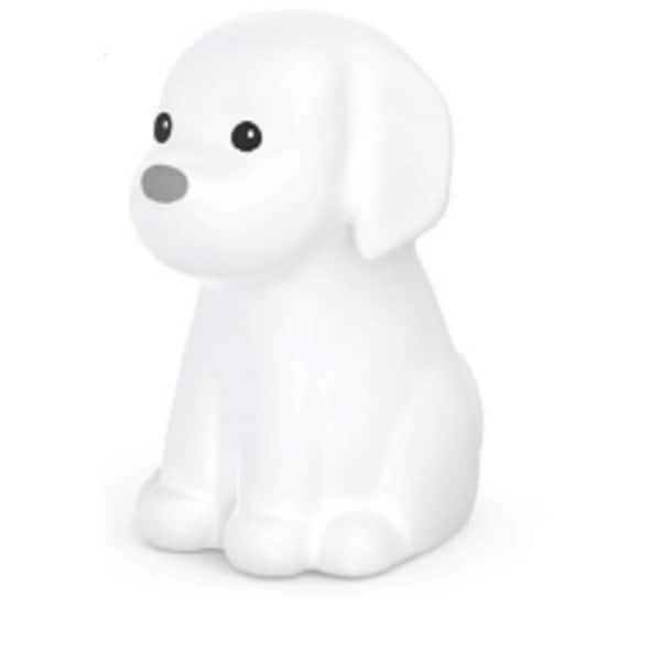Globe Electric Puppy Multi-Color Changing Integrated LED Rechargeable Silicone Night Light Lamp, White