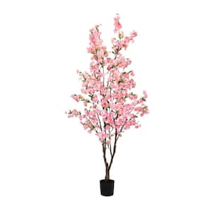 5.5 ft. Pink Artificial Cherry Blossom Flower Tree in Pot