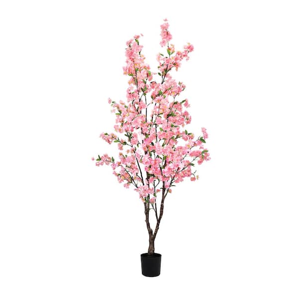 5.5 ft. Pink Artificial Cherry Blossom Flower Tree in Pot