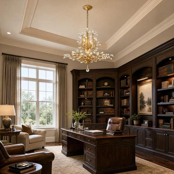 chandelierデスク Genoci 8-Light Gold Vintage Dimmable Empire Chandelier for Kitchen