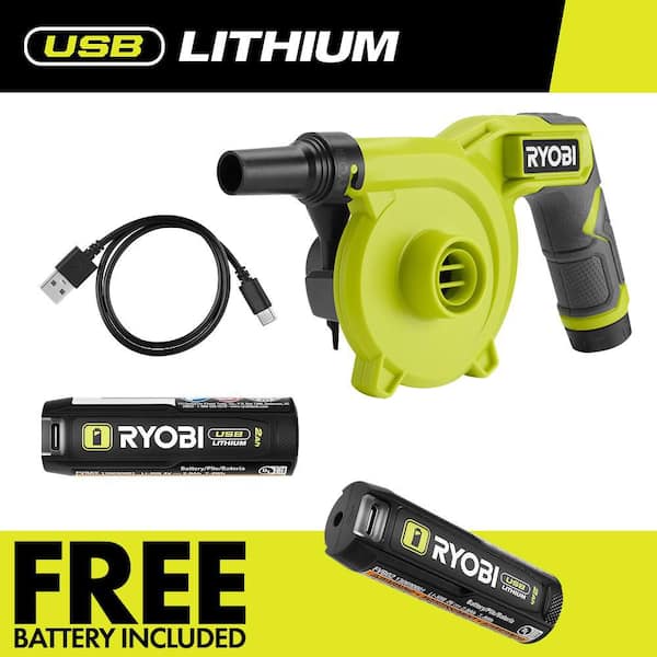 USB Lithium Cordless High Volume Inflator Kit with 2Ah Battery, Charging Cable, Accessories, and FREE 2.0Ah Battery