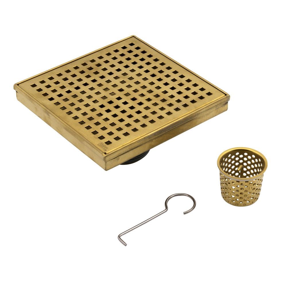 Oatey Designline 6 in. x 6 in. Stainless Steel Square Shower Drain with  Square Pattern Drain Cover in Brushed Gold DS32060BG - The Home Depot